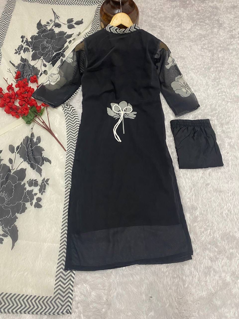 DC G58 Printed Georgette Kurti With Bottom Dupatta Wholesale Price In Surat